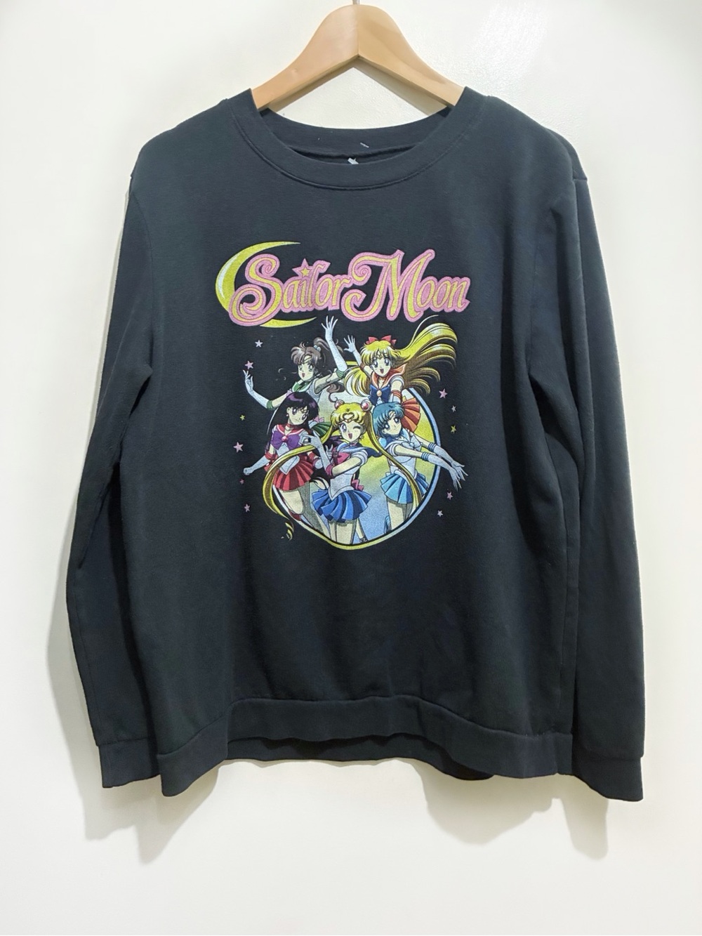 Sailor Moon Sweatshirt Pullover Size Large Black Season 1-2